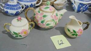 lot 62 image: Franciscan Desert Rose Teapot, Sugar and Creamer