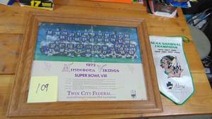 lot 109 image: 1973 Minnesota Vikings Poster and Sioux NCAA Small Banner