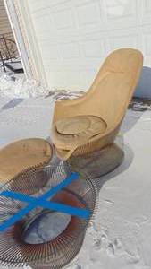 lot 1 image: Vintage Metal Chair, Footstool and Table