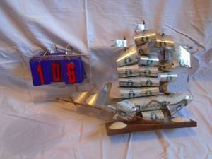 lot 106 image: Coors Lite beer can ship. Decent shape. Could use a little tlc. As shown.