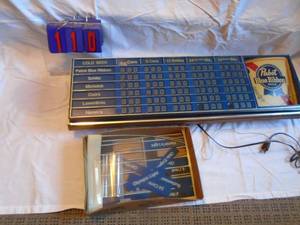 lot 110 image: Pabst beer store proce for various brands with extra labels. 36 x 11. As shown.