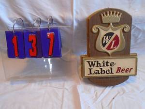 lot 137 image: White Label beer blow mould plastic sign. As shown.