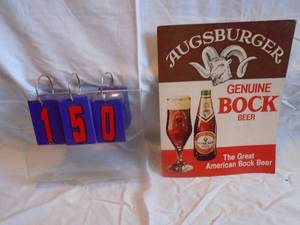 lot 150 image: Augsburger bock cardboard sign. Nice condition. 14 x 11. As shown.