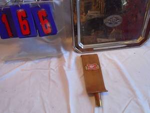 lot 166 image: Miller tap handle & Royal Salute Scotch tray. As shown.