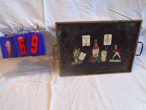 lot 169 image: Very old musical whickey tray. Plays for hes a jolly good fellow. Not working. As shown.