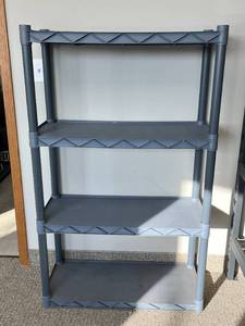 Gray 4-Tier Plastic Storage Shelving Unit 56x34x14.5 Inches
