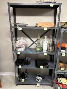 Black Metal Five-Shelf Storage Rack - Contents not included.