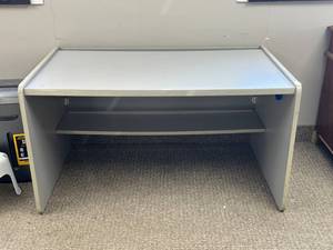 lot 14 image: Gray Office Desk with Shelf 48x26x29 Inches