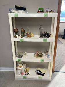 lot 18 image: White 4-Shelf Storage Unit, 52x30x10 Inches - Contents not included.