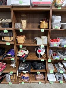 lot 24 image: Wooden Shelving Unit 71x28x12 Inches with 5 Shelves - Contents not included.