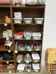 lot 25 image: Wooden Shelving Unit 71x28x12 Inches - Contents not included.