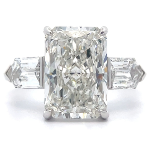 lot 2 image: 7.30 Carat Diamond Radiant & Bullet Cut Three-Stone Ring in 14k White Gold w Report VIDEO