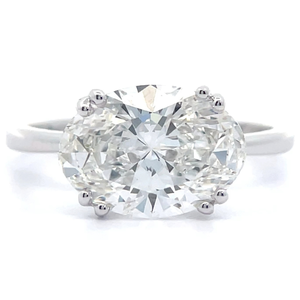 lot 5 image: 5 Carat Diamond East-West Oval Solitaire Ring in 14k White Gold Retail $6,495 VIDEO