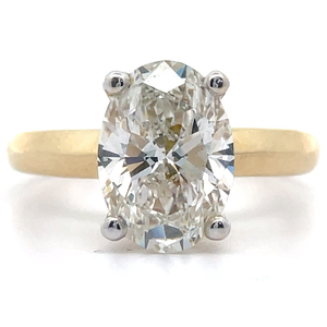 lot 10 image: 3 Carat Diamond Oval Solitaire Knife-Edge Ring in 14k Yellow Gold Retail $5,995 VIDEO