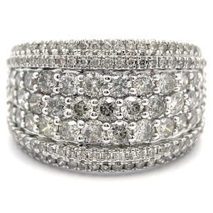 lot 19 image: 2 Carat Pav Natural Diamond Multi-Row Cluster Ring in White Gold Retail $4,495 VIDEO