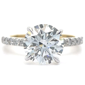 lot 20 image: 3.50 Carat Pav Diamond Solitaire Ring in 14k Gold w Report VIDEO
