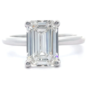 lot 25 image: 3 Carat Emerald Cut Diamond Solitaire Ring in 14k White Gold w Report VIDEO