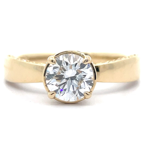 lot 26 image: 1.34 Carat Diamond Solitaire Pav Ring in Yellow 14k Gold w Report VIDEO