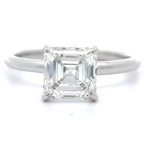 lot 31 image: 2 Carat Square Emerald Cut Diamond Solitaire Ring in 14k White Gold w Report VIDEO