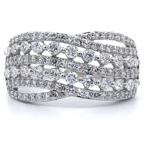 lot 41 image: 1 Carat Pav Diamond Cascading Wave Ring in White Gold Retail $1,995 VIDEO