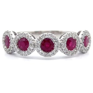lot 47 image: 0.96 Carat Natural Ruby & Natural Diamond Halo Ring in 14k White Gold Retail $2,245 VIDEO