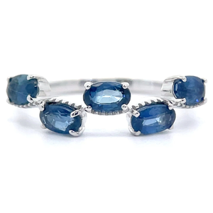 lot 63 image: 1 Carat Natural Blue Sapphire Trellis Ring in 14k White Gold Retail $1,495 VIDEO