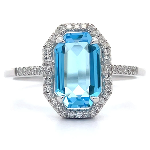 lot 65 image: 2.15 Carat Natural Blue Topaz & Natural Diamond Ring in 14k White Gold Retail $1,795 VIDEO