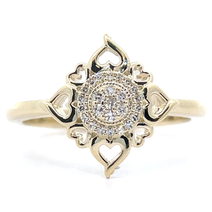 lot 68 image: Natural Diamond Heart Flower Petal Ring in Yellow Gold Retail $1,395 VIDEO