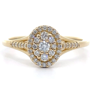 lot 73 image: 0.25 Carat Diamond Oval Split Shank Ring in Yellow Gold Retail $1,145 VIDEO