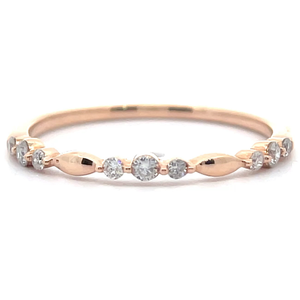 lot 76 image: Natural Diamond Three-Stone Stacking Ring in 14k Rose Gold