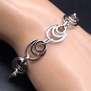 lot 93 image: Natural Diamond Modern Concentric Halo Link Bracelet Retail $145