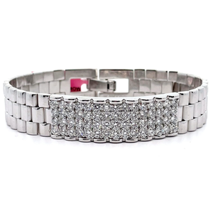 lot 7 image: Mens 6 Carat Pav Diamond Watch Link Bracelet Retail $3,995 VIDEO