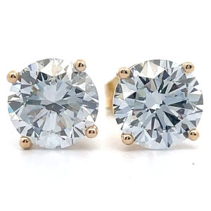 lot 12 image: 3.05 Carat Diamond 4-Prong Martini Solitaire Stud Earrings in 14k Yellow Gold w Report VIDEO