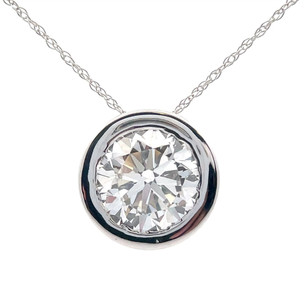 lot 17 image: 3 Carat Diamond Bezel Solitaire Pendant Necklace in White Gold Retail $4,995 VIDEO