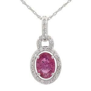 lot 46 image: 1.20 Carat Natural Ruby & Natural Diamond Halo Pendant Necklace in 14k Gold Retail $1,245 VIDEO