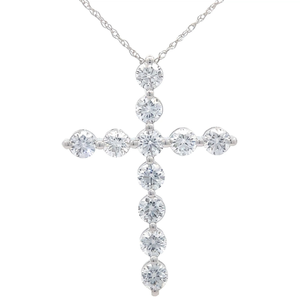 lot 57 image: 1.50 Carat Diamond Cross Pendant Necklace in 14k White Gold Retail $2,245 VIDEO