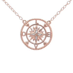 lot 88 image: Natural Diamond Nautical Anchor of LOVE Compass Pendant Necklace Retail $60