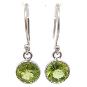 lot 95 image: 1.10 Carat Natural Peridot Bezel Solitaire Shepherds Hook Earrings Retail $45