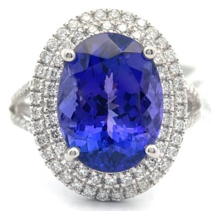 Sheffield & Son 8.20 Carat Natural Tanzanite & Natural Diamond Ring in Platinum w/ Appraisal; Retail $11,428 *VIDEO*