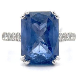 lot 20D image: 10.57 Carat Natural Sapphire & Natural Diamond Ring in 14K White Gold w GIA Report  Appraisal Retail $23,680 VIDEO