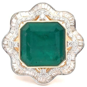 lot 20E image: Gady Shemesh 9.54 Carat Natural Emerald & Natural Diamond Ring in 14K Yellow Gold w GIA Report  Appraisal Retail $22,640 VIDEO