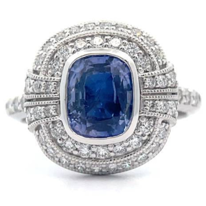 lot 32A image: Oscar Friedman 3.12 Carat Natural Bi-Color  Color-Changing Sapphire & Natural Diamond Ring in Platinum w GIA Report  Appraisal Retail $15,592 VIDEO
