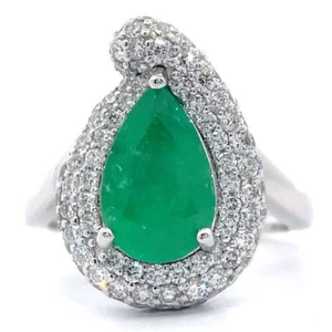 lot 32B image: 3.76 Carat Natural Colombian Emerald & Natural Diamond Ring in Platinum w GIA Report  Appraisal Retail $27,628 VIDEO