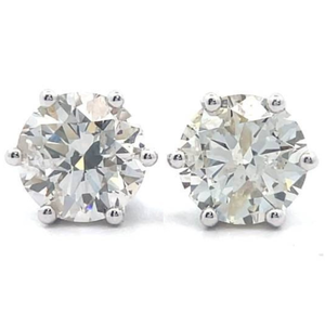 lot 32C image: 3.14 Carat Natural Diamond Stud Earrings in 14K White Gold w Appraisal Retail $11,560 VIDEO