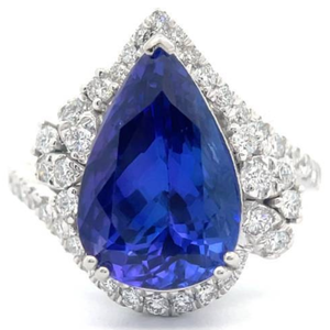 lot 32D image: 7.05 Carat Oscar Friedman Natural Tanzanite & Natural Diamond Ring in Platinum w GIA Report  Appraisal Retail $4,624 VIDEO