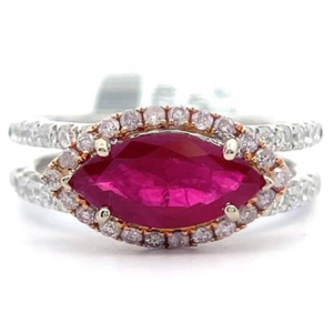 lot 32E image: 2.28 Carat Natural Burmese Ruby & Natural Diamond Ring in 18K Two-Tone Gold w GIA Report  Appraisal Retail $9,365 VIDEO