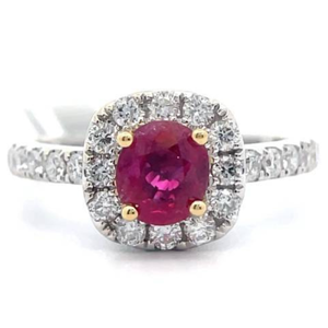 lot 55A image: 1.57 Carat Natural Ruby & Natural Diamond Ring in 18K Two-Tone Gold w GIA Report  Appraisal Retail $7,865 VIDEO
