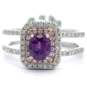 lot 55B image: 1.45 Carat Natural Kashmir Sapphire & Natural Diamond Ring in 18K Two-Tone Gold w GIA Report  Appraisal Retail $7,650 VIDEO