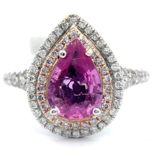lot 55C image: 2.03 Carat Natural Pink Sapphire & Natural Diamond Ring in 18K Two-Tone Gold w GIA Report  Appraisal Retail $10,185 VIDEO