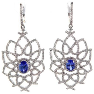 lot 72A image: 3.78 Carat Natural Tanzanite & Natural Diamond Earrings in 14K White Gold w Appraisal Retail $12,965 VIDEO
